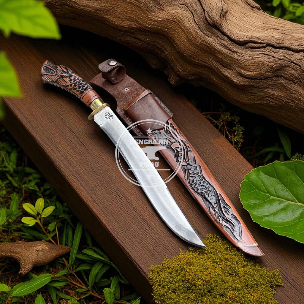 Pisau Sembelih Ukiran Naga Kecil Bahan Baja Per