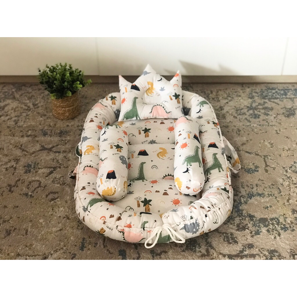Baby gear New Arrival Babynest kasur Bayi Portable motif Bolak balik bantal guling kelambu