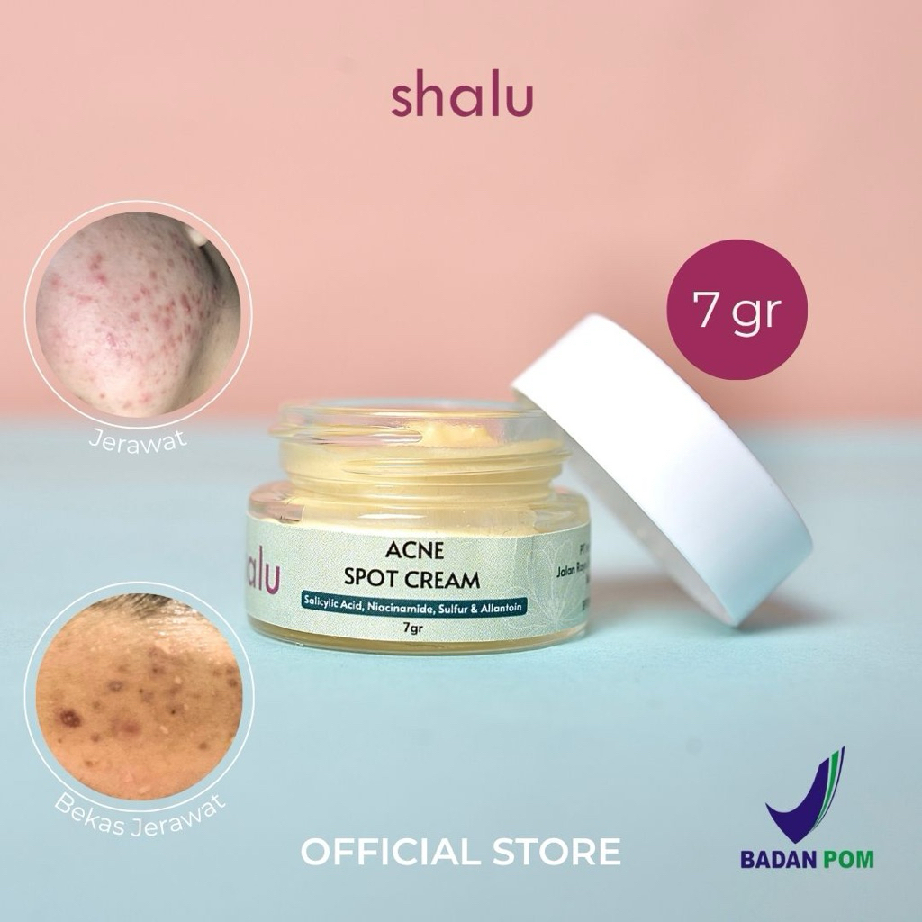 SHALU Acne Spot Cream 7g BPOM | Salep Cream Totol Jerawat Shalu Beauty Atasi untuk Jerawat, Beruntus