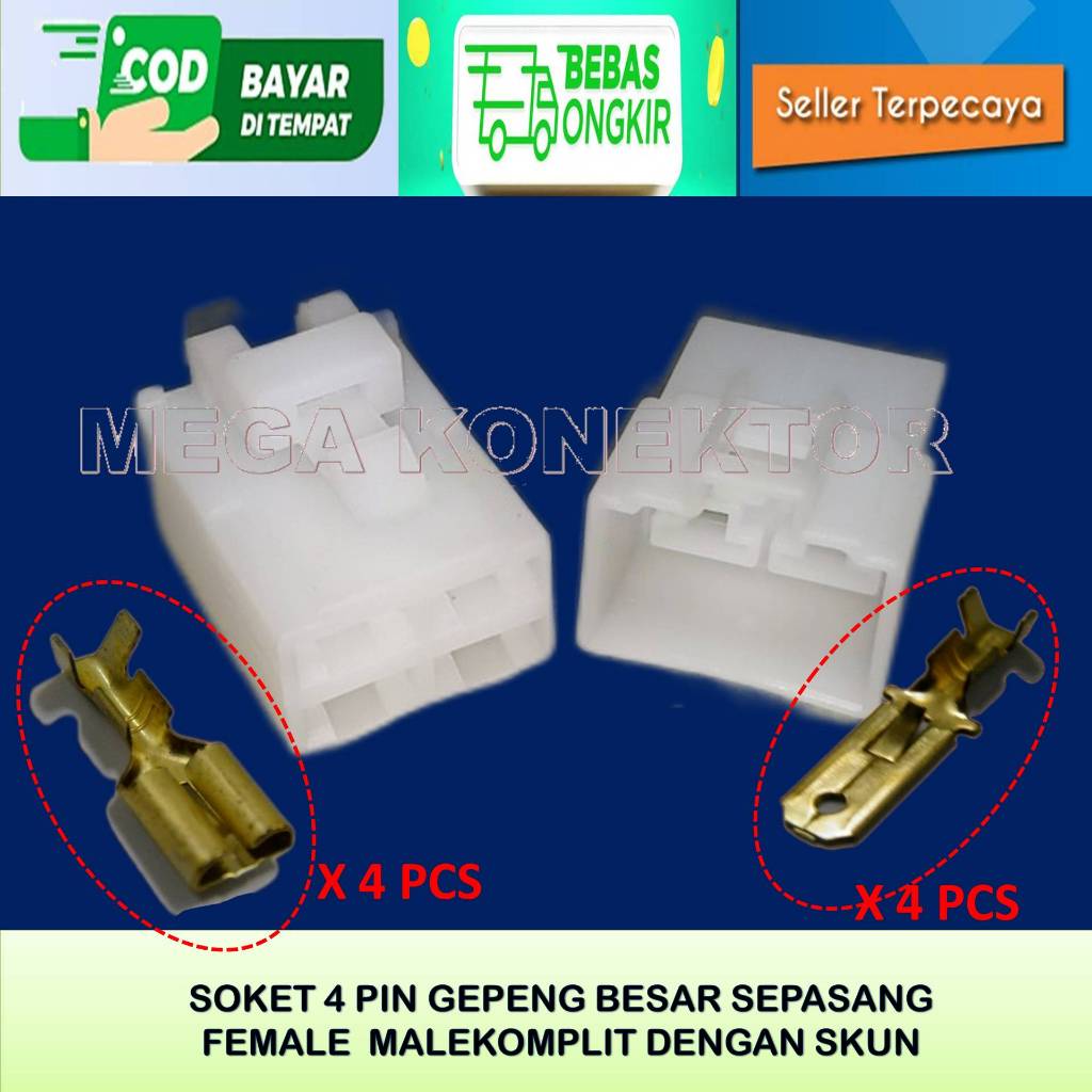 SOKET KABEL MOTOR 4 PIN BESAR MALE FEMALE-SOKET –SOKET KABEL–4 PIN- SOKET KABEL 4 PIN BESAR NYLON