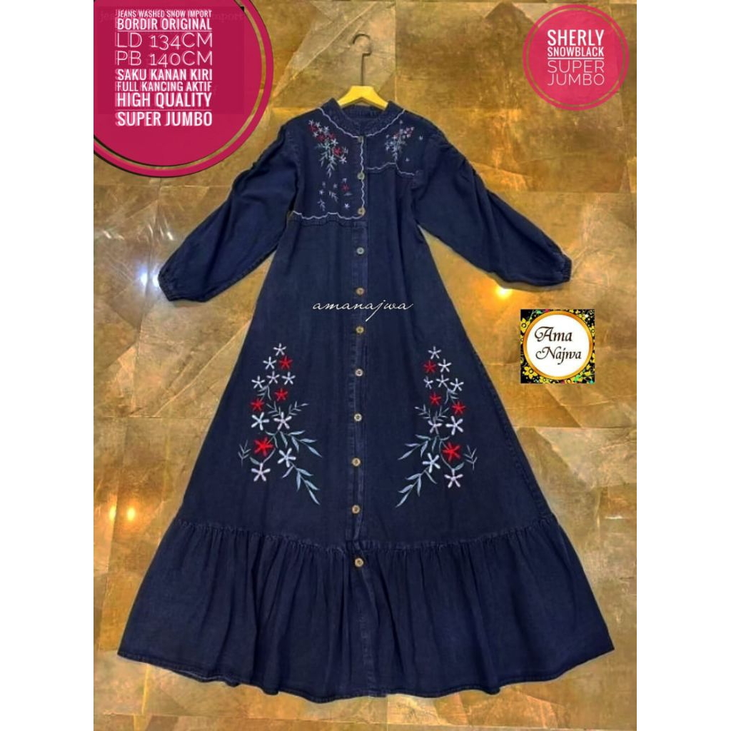 JUMBO LD 130 DAN LD 110 cm SHERLY GAMIS BAJU WANITA BY AMANAJWA