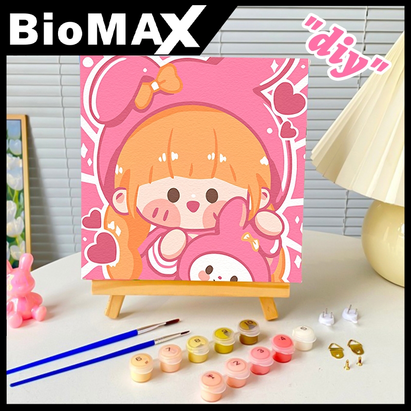 

Paint By Number 20x20cm Kit Kartun DIY Painting Kit Canvas Paint By Number Digital Melukis