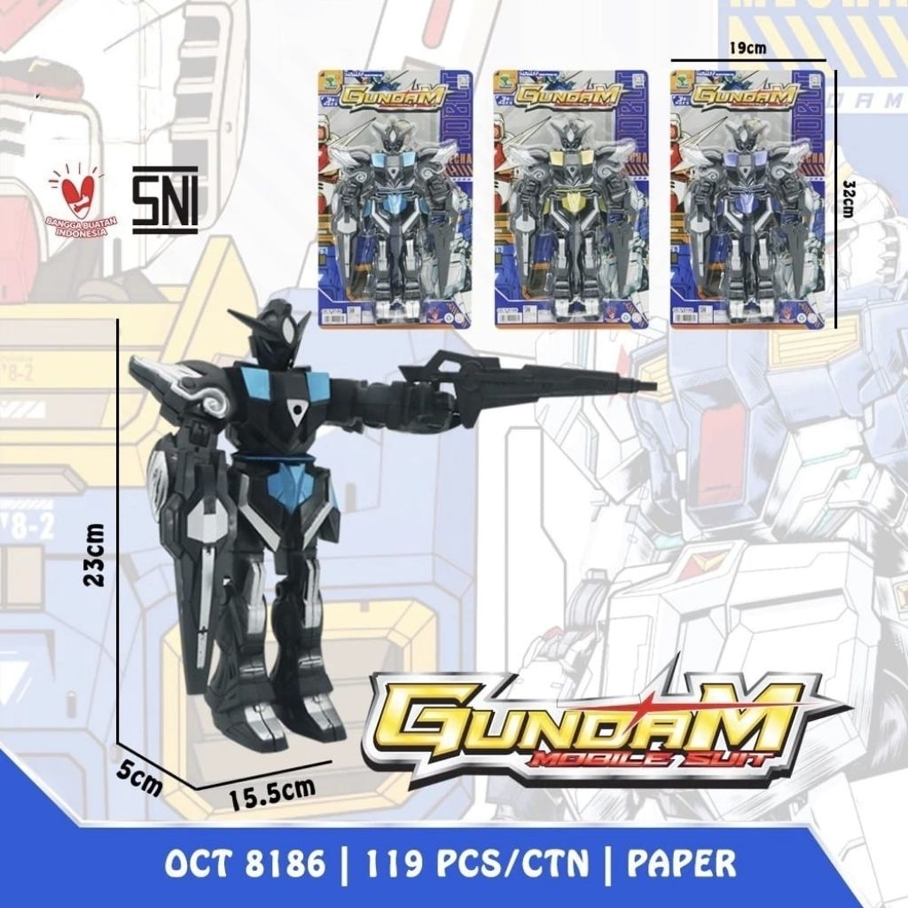 1101 Mainan Robot Gundam Oct   Ukuran 23 Cm / Mainan Robot Anak Anak / Mainan Anak Robot Besar