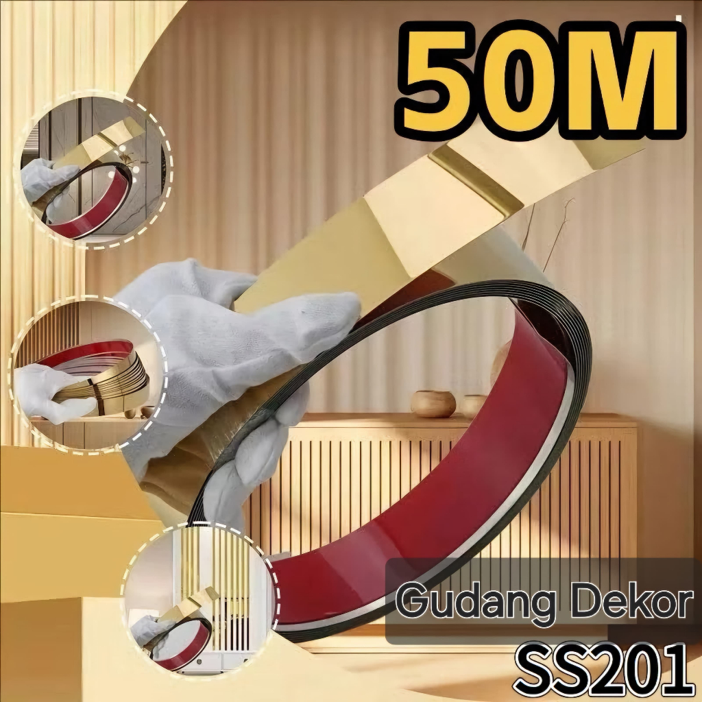 3M Mirror Gold Stainless Steel Wall Sticker