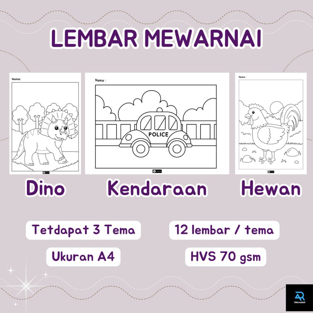 

Lembar mewarnai / aktivitas mewarnai (12 lembar/tema)