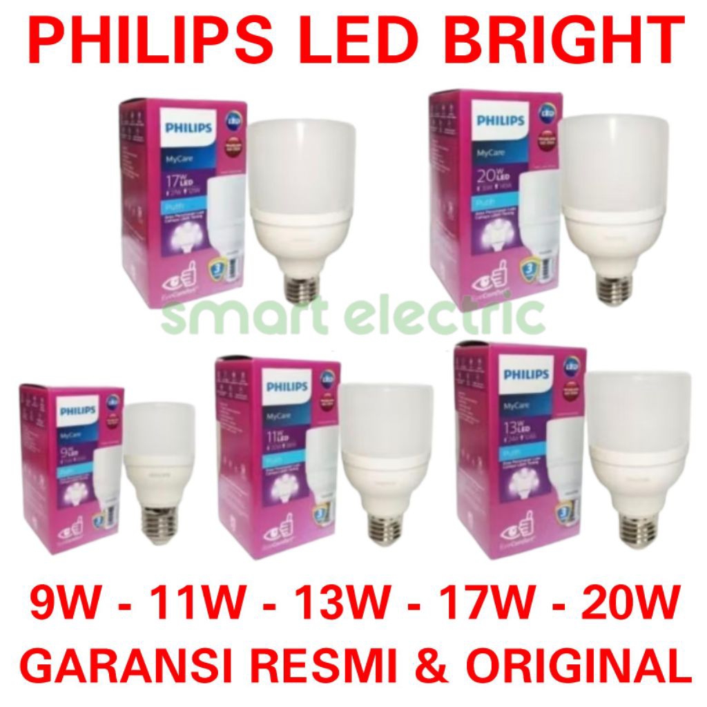 Philips Lampu LED Bright 9W 11W 13W 17W 20 Watt Bohlam Bagus Original Tahan Lama