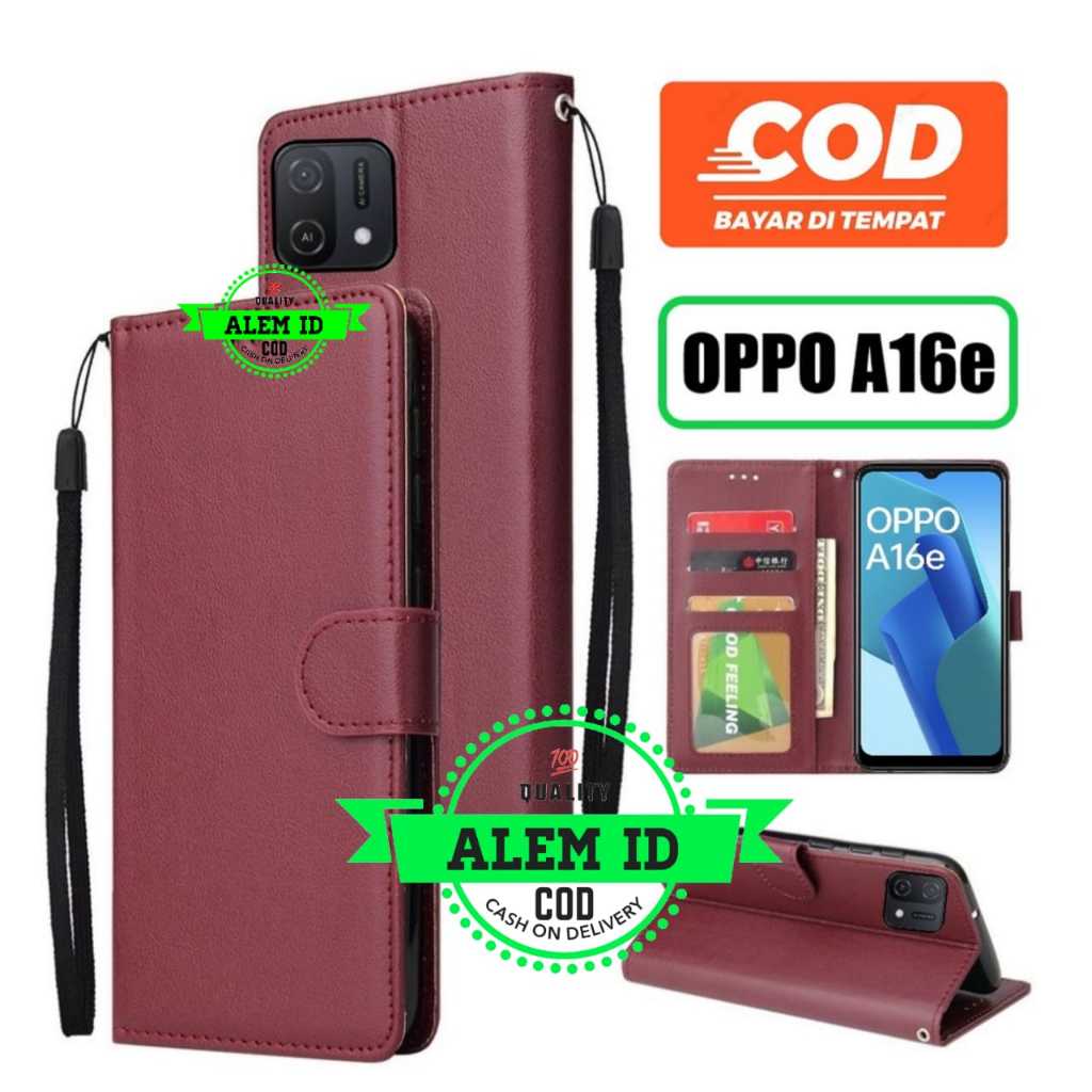 Oppo A16e/A16K Case Wallet Kulit Casing Dompet Case Wallet Leather Flip Case Oppo A16e/A16K Casing h