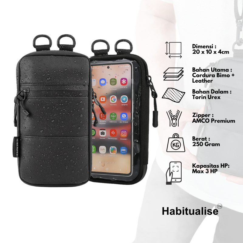 Habitualise Dompet HP Sling Phone Waterproof Anti Air Tas HP Pria Wanita Waterproof Anti Air ALLAND