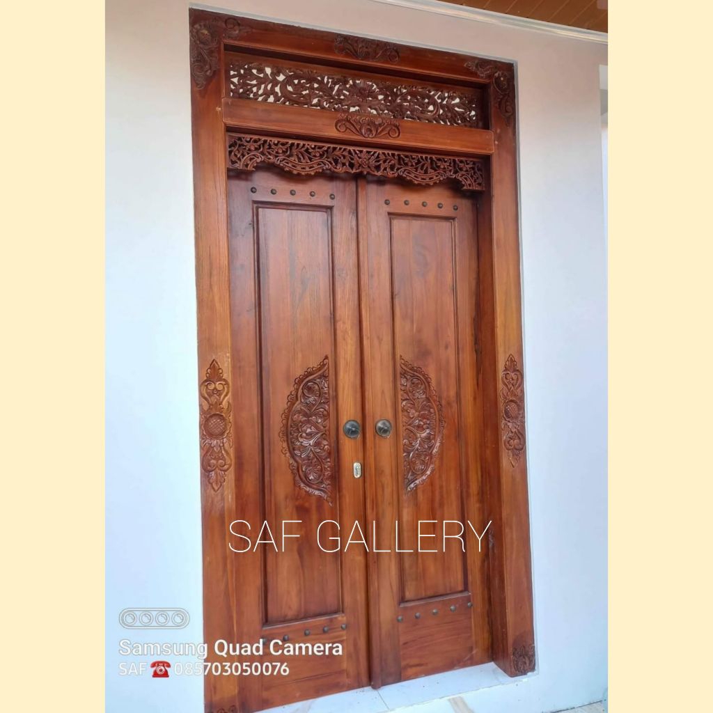Kusen Pintu Gebyok, Pintu Gebyok Gapura, Gebyok Minimalis Ukir Bali Kayu Jati 120x250