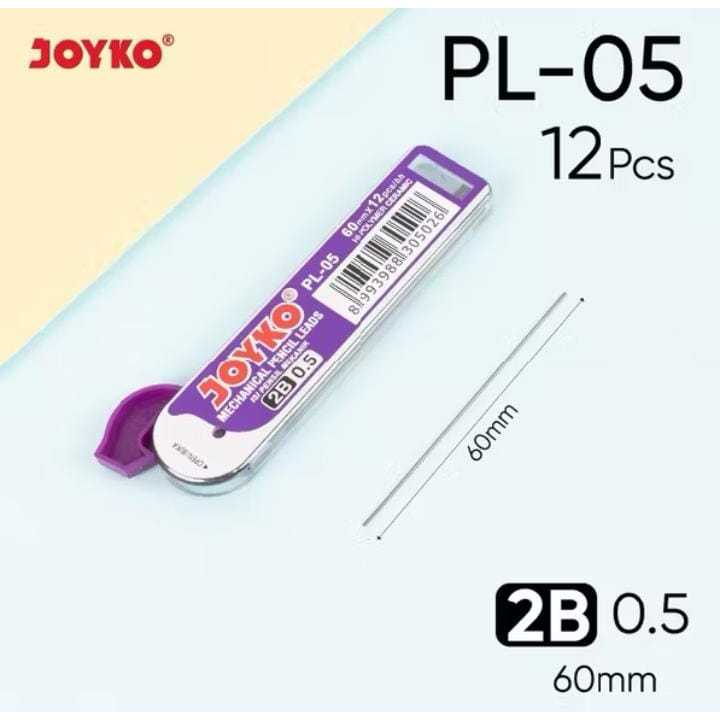 

( 1 PACK ) Pencil Lead Isi Pensil Mekanik PL-05 2B 0.5 mm JOYKO 1 PACK ISI 12 TUBE