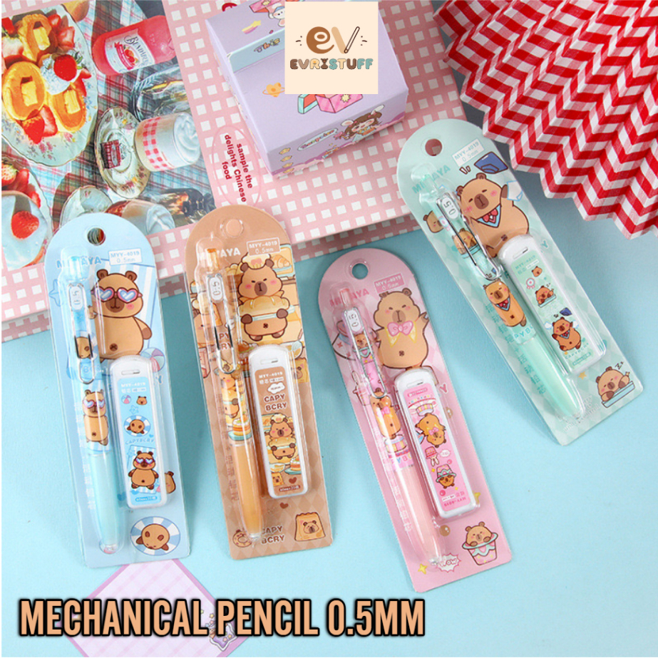 

Pensil Cetek Mekanik Anak Sekolah 2B / Mechanical Pencil Lucu Motif Capybara Murah