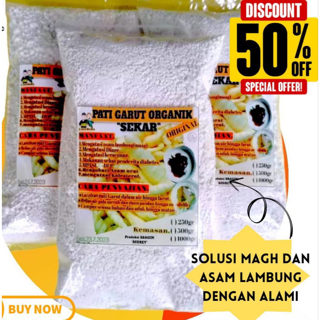 

Tepung pati garut asli tradisional 1KG tekstur kriwil