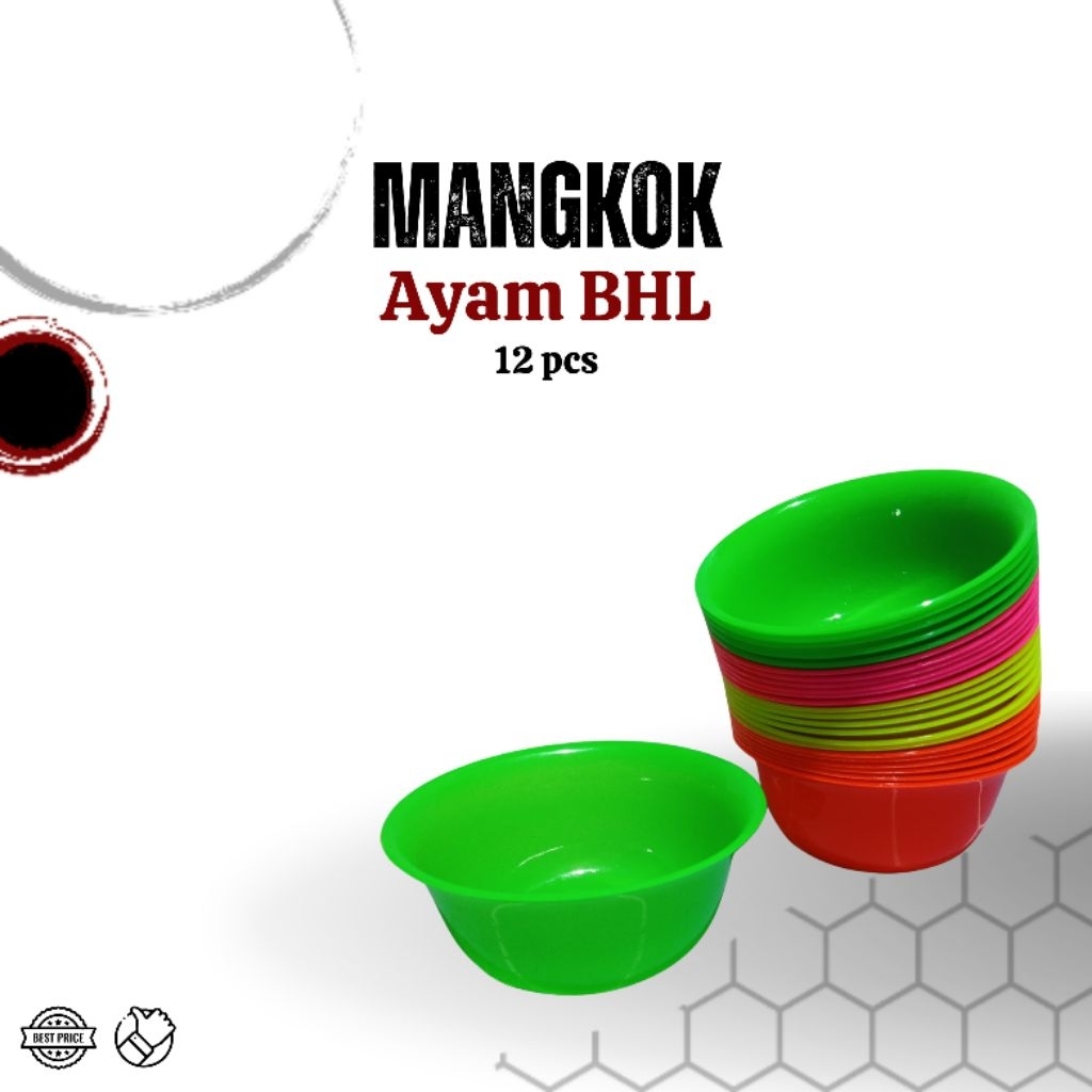 (1 lusin=12 pcs) Mangkok ayam BHL - mangkok ayam plastik - mangkok plastik murah