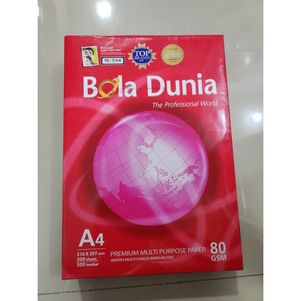 

Kertas bola dunia a4 80gsm 1 rim