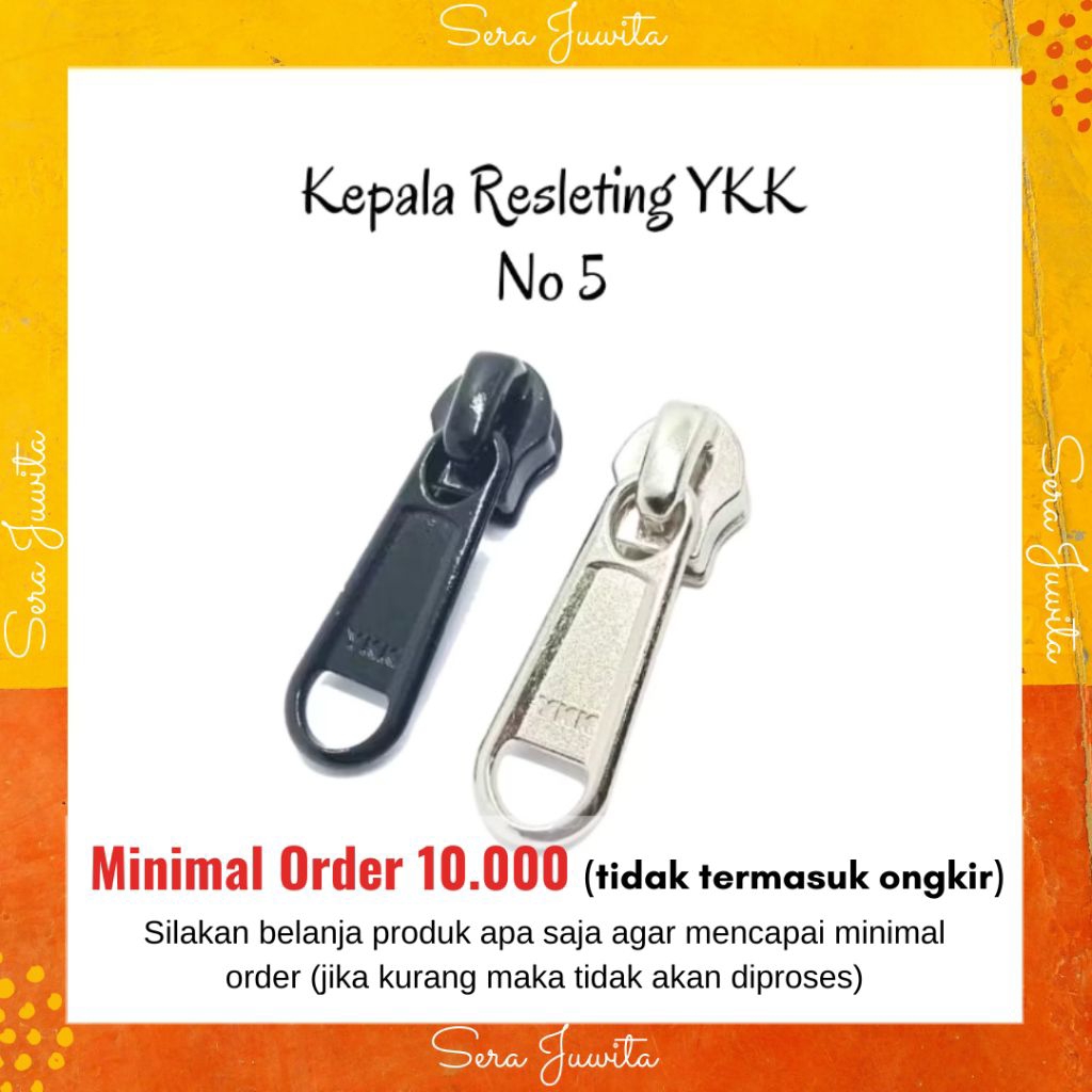 Kepala Resleting Original YKK no. 5 Bahan Besi Warna Hitam dan Nikel Gigi Halus untuk Coil/ Nilon/ T