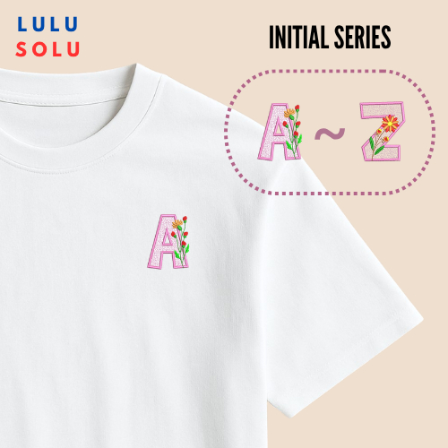 LULUSOLU Baju Custom Embroidery Initial T-shrit Bordir Custom Nama Inisial Hadiah Custom