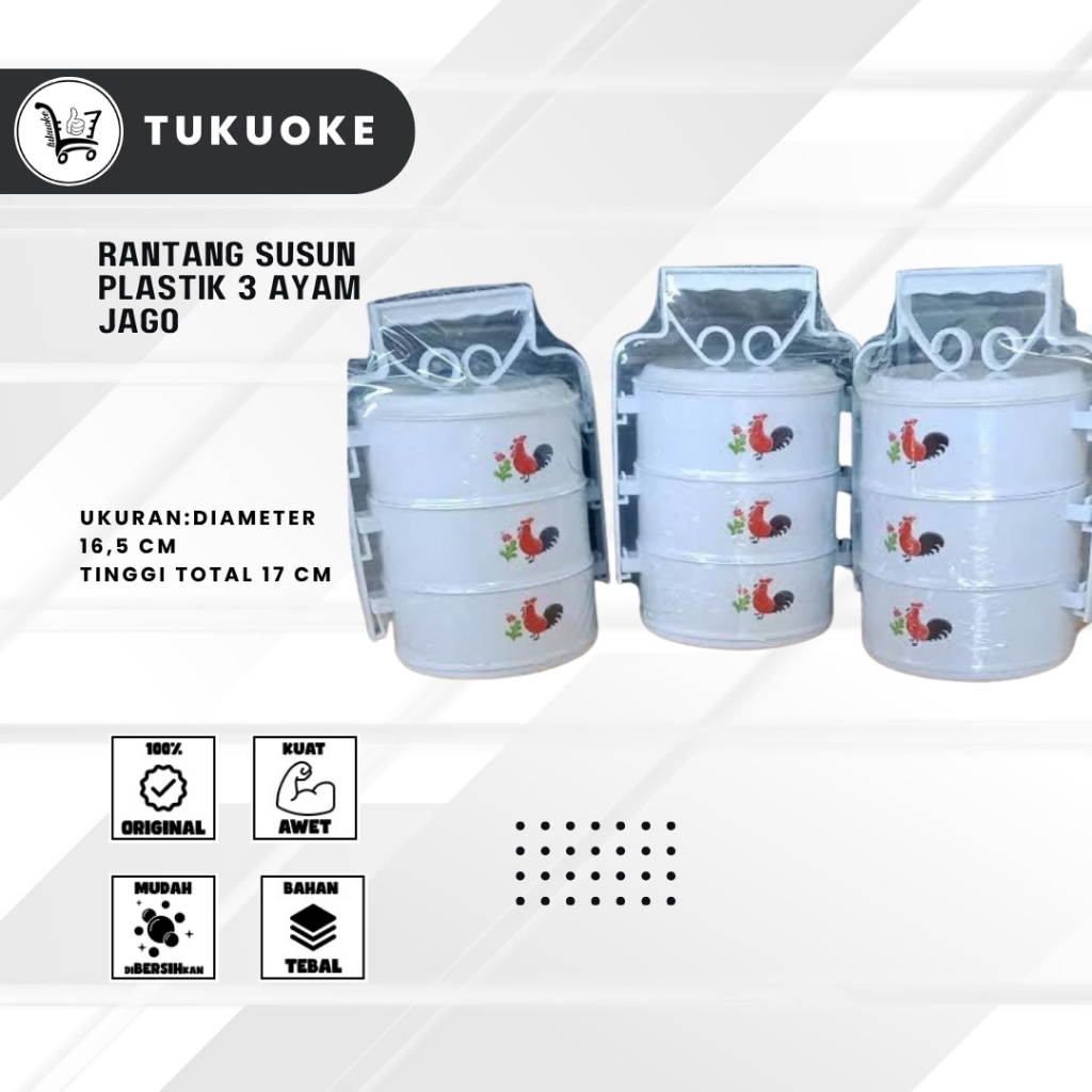 RANTANG SUSUN PLASTIK 3 AYAM JAGO RANTANG CATERING PLASTIK ANTIK RANTANG 3 SUSUN PLASTIK MURAH
