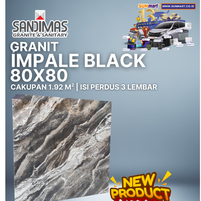 GRANIT SANDIMAS IMPALA BLACK 80X80