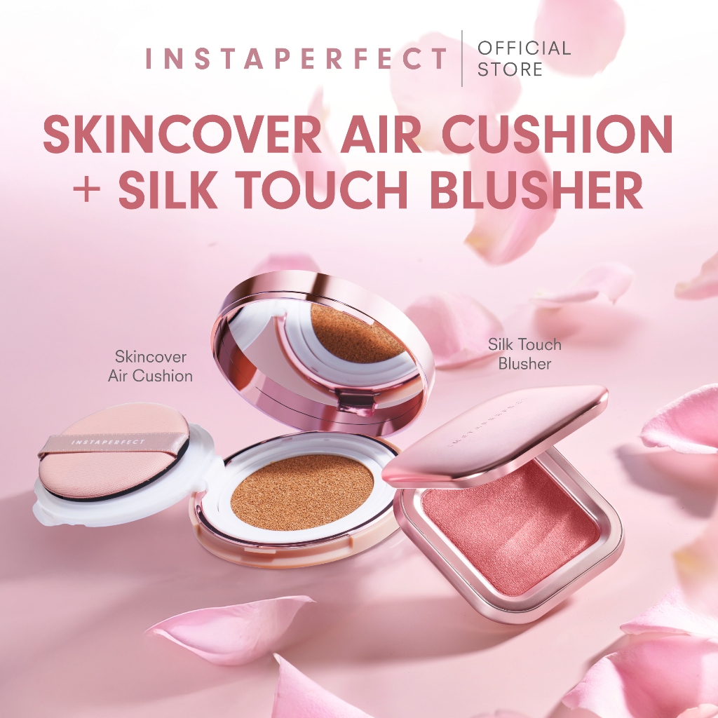 Instaperfect Base & Blush Daily Set- Skincover Air Cushion & Silk Touch Radiance Blusher- Bundle Mak