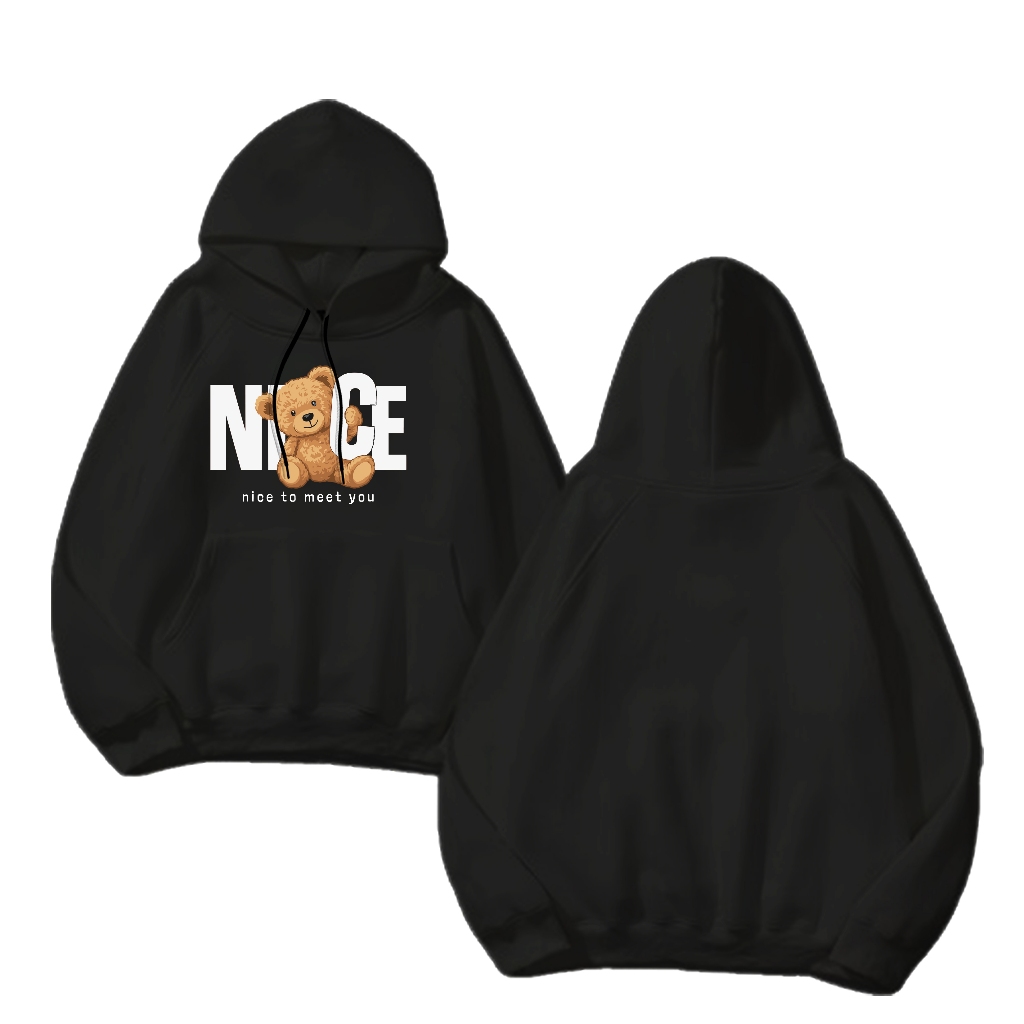 HOODIE Nice To meet you Big Size Fleece Unisex Pria Wanita Nyaman