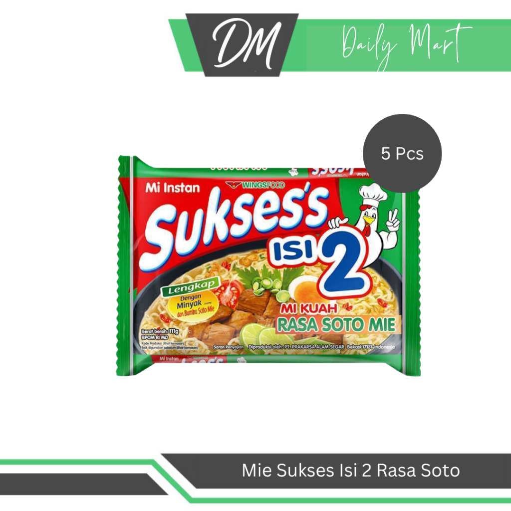 

Mie Sukses Isi 2 Rasa Soto Mie (Harga Per 5 Pcs) - Mie Instan Enak Murah Besar