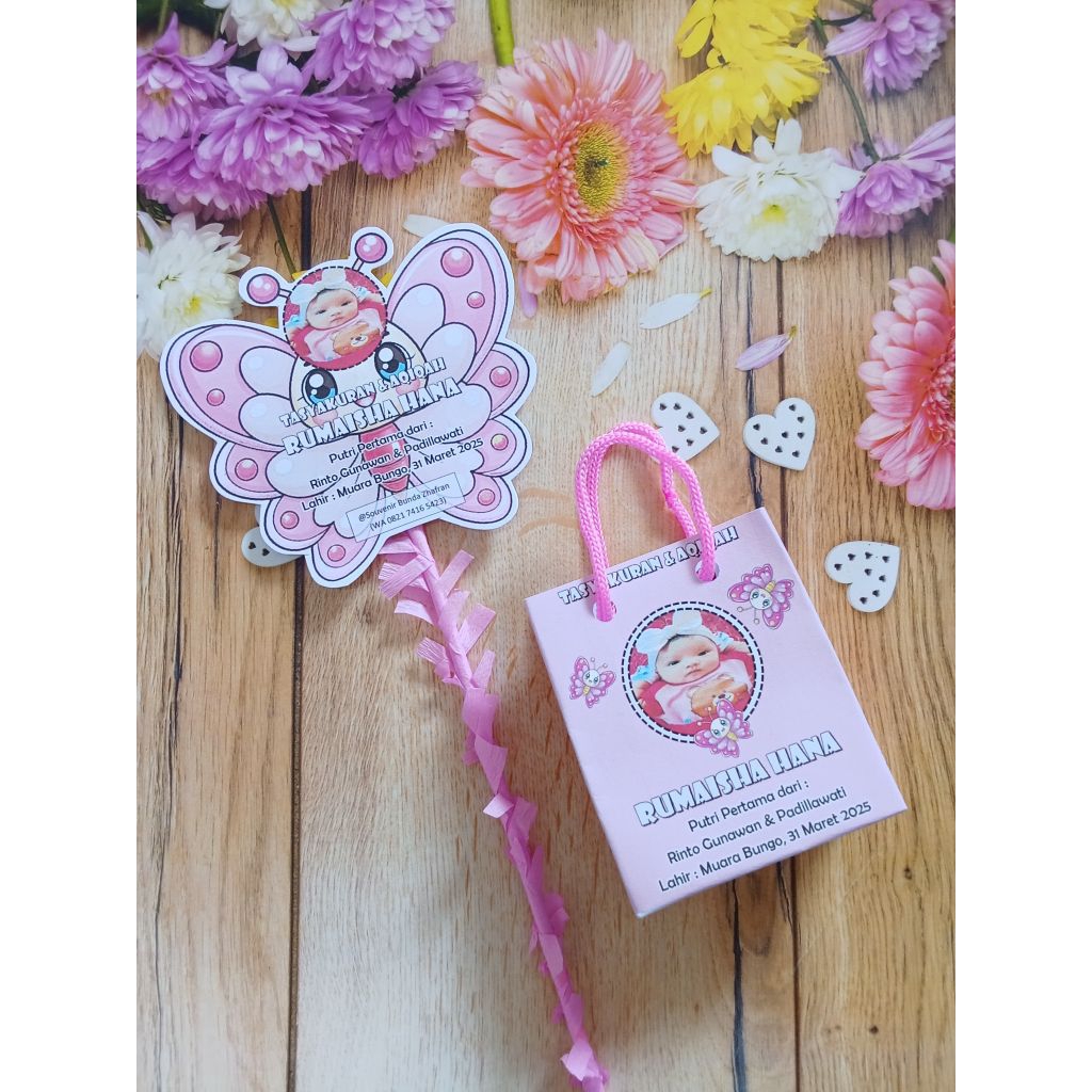 bendera aqiqah dan tasyakuran atau khitanan bendera costum paper bag