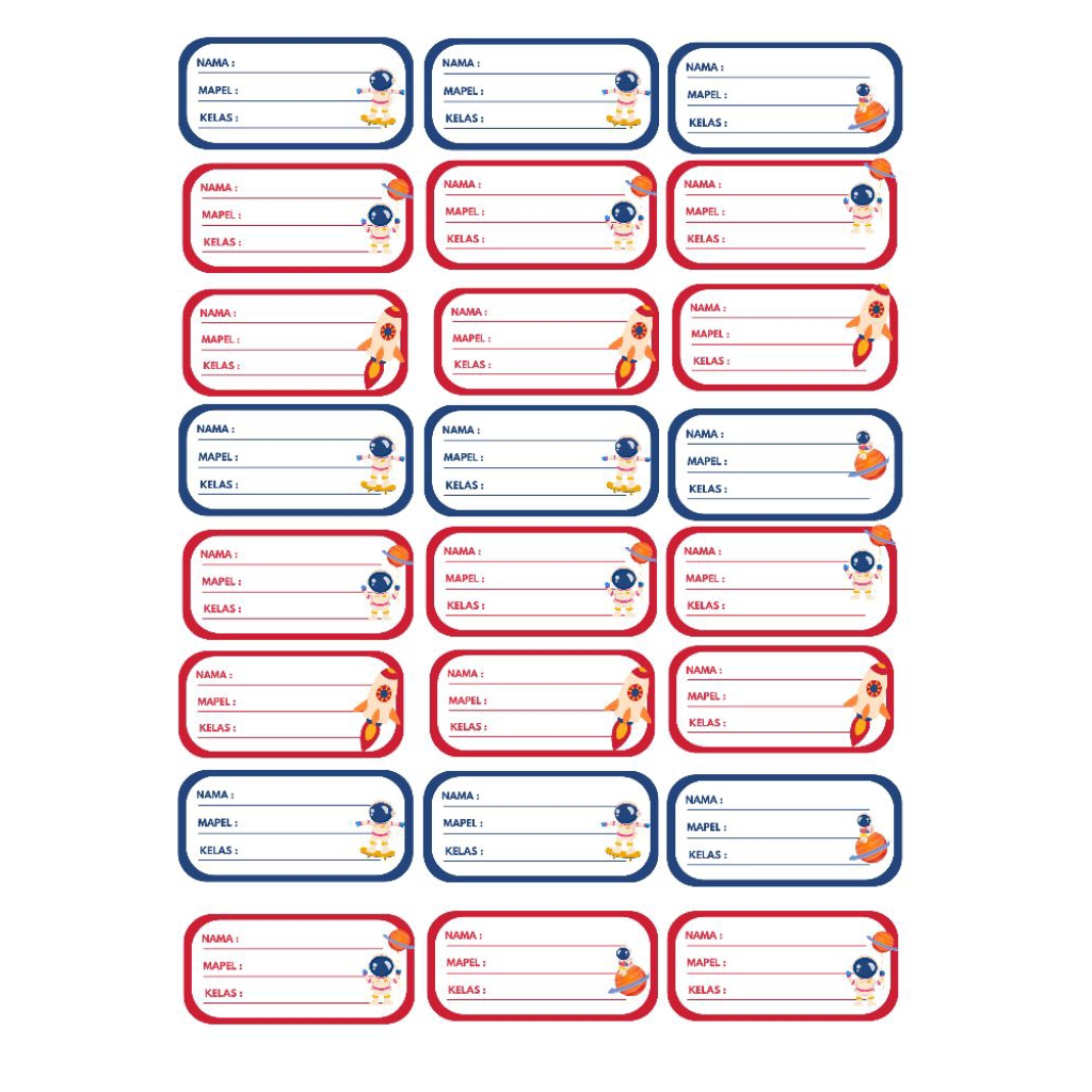 

Stiker Mapel No Custom Custom A4 | 24 pcs | Waterproof & Full Color