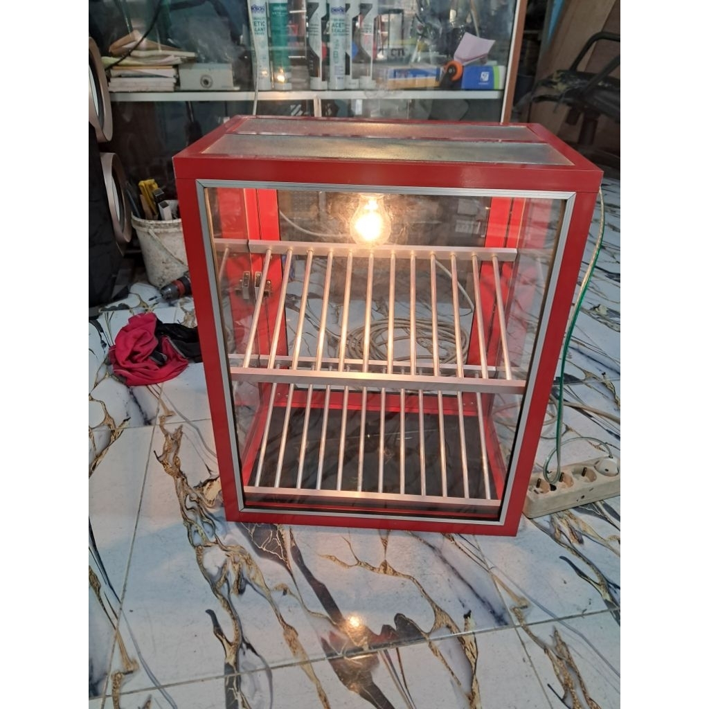 etalase ayam chiken rak 2 pakai lampu