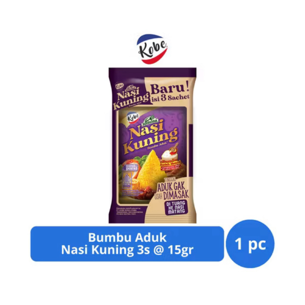 

Kobe Bumbu Aduk Nasi Kuning 1pc isi 3 Sachet @15g – Praktis, Tinggal Aduk