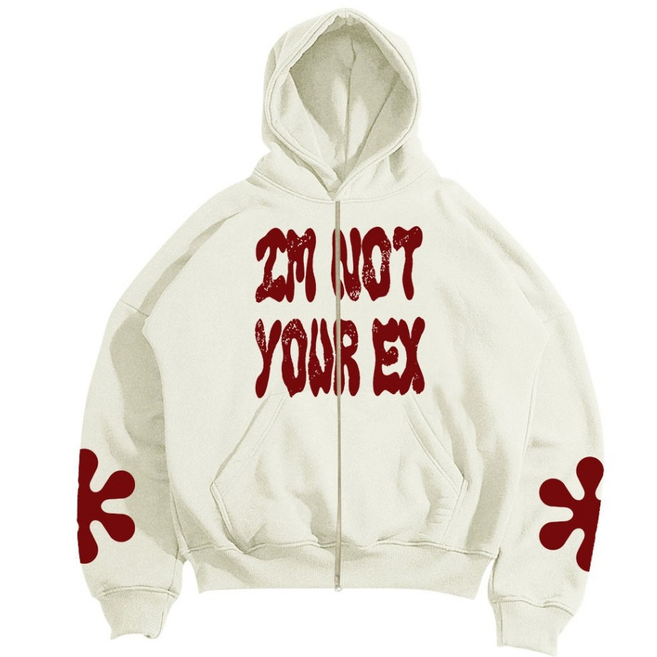 TRUTH | HOODIE BOXY DOUBLE ZIPPER IM NOT YOUR EX FLEECE COTTON VISCOUSE 280-300 GSM