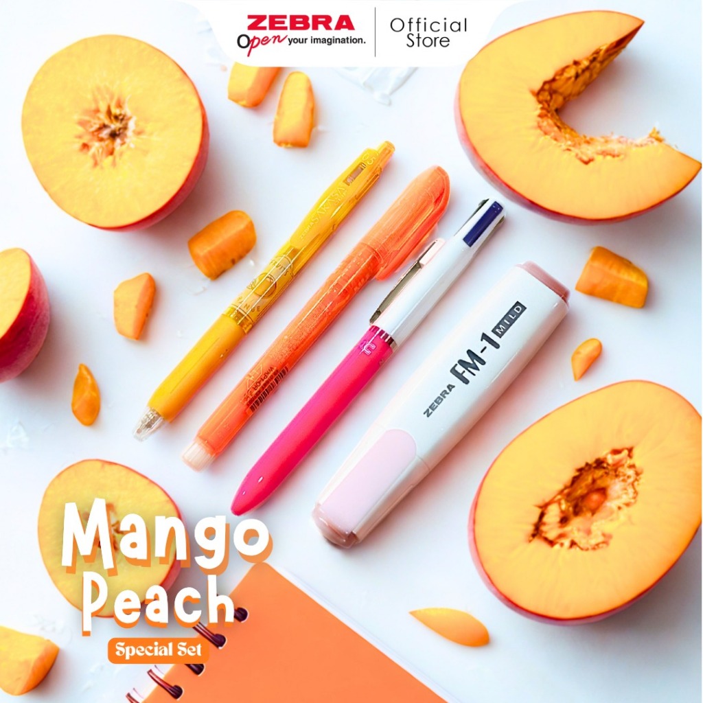 

Asaba Stationery- Paket Bundling Spesial Set Alat Tulis Zebra Seri Mango Peach