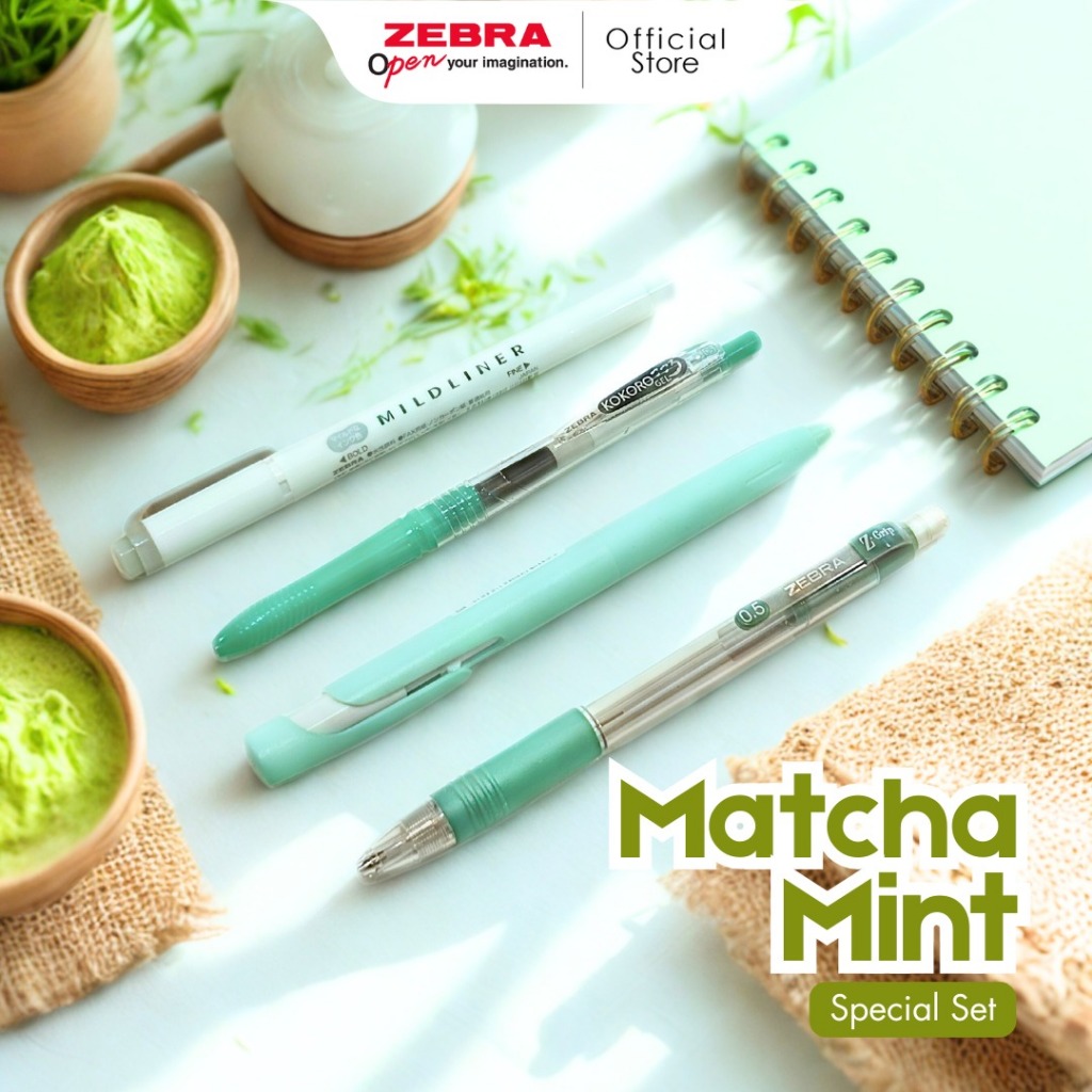 

Asaba Stationery- Paket Bundling Spesial Set Alat Tulis Zebra Seri Matcha Mint