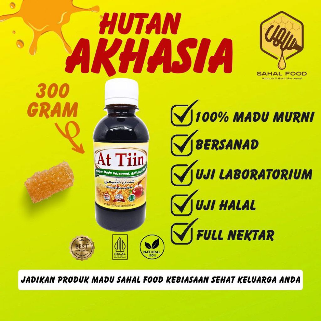 

MADU FULL NEKTAR,100% ASLI&MURNI TANPA CAMPURAN,HUTAN AKHASIA,At-Tiin,300GRAM