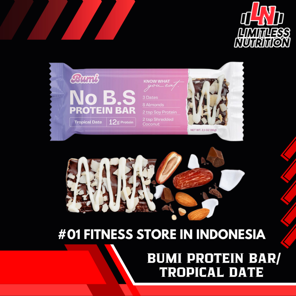 

NO BS PROTEIN BAR by BUMI - 60G Healthy High Protein Bars Tropical Date