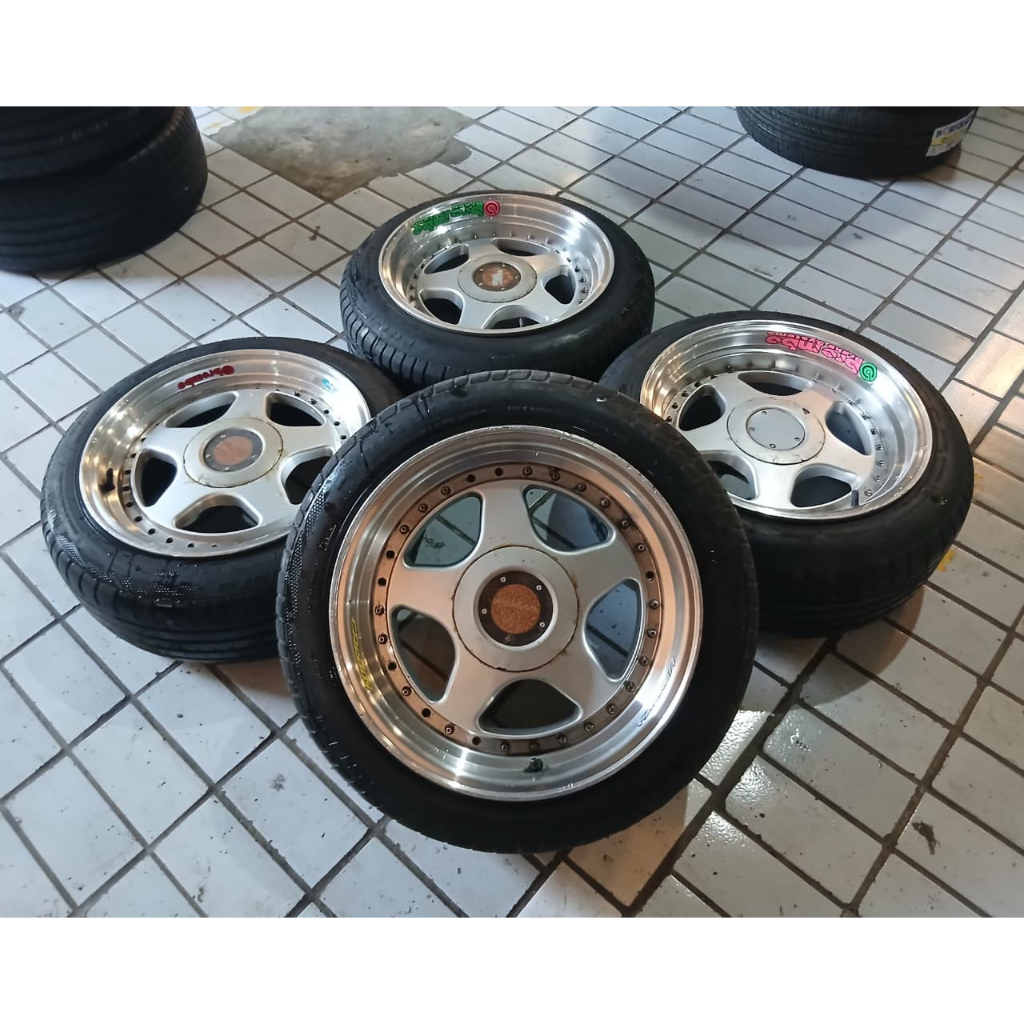 jual velg racing oz r16 pcd5x100/114 lebar 7,5/8,5 +ban tebel