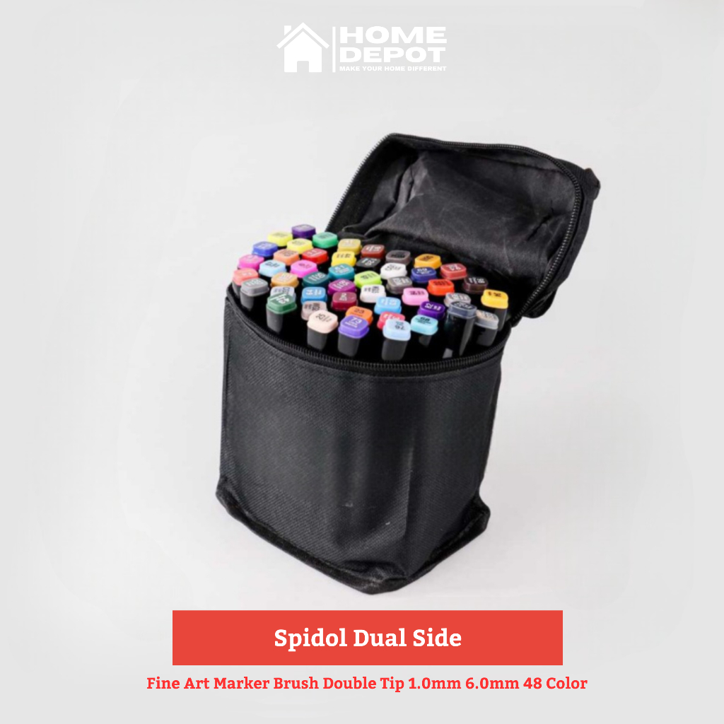 

Spidol Dual Side Fine Art Marker Brush Double Tip 1.0mm 6.0mm 48 Color