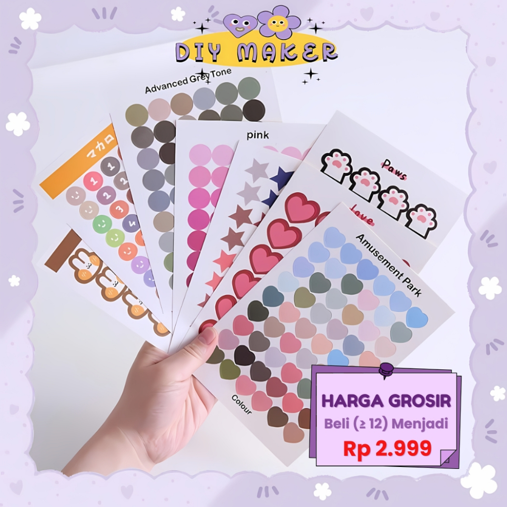 

DM Stiker DIY Aesthetic Nomor Angka Japanese Style Sticker Deco DIY Planner Stiker Dots Love - SD02
