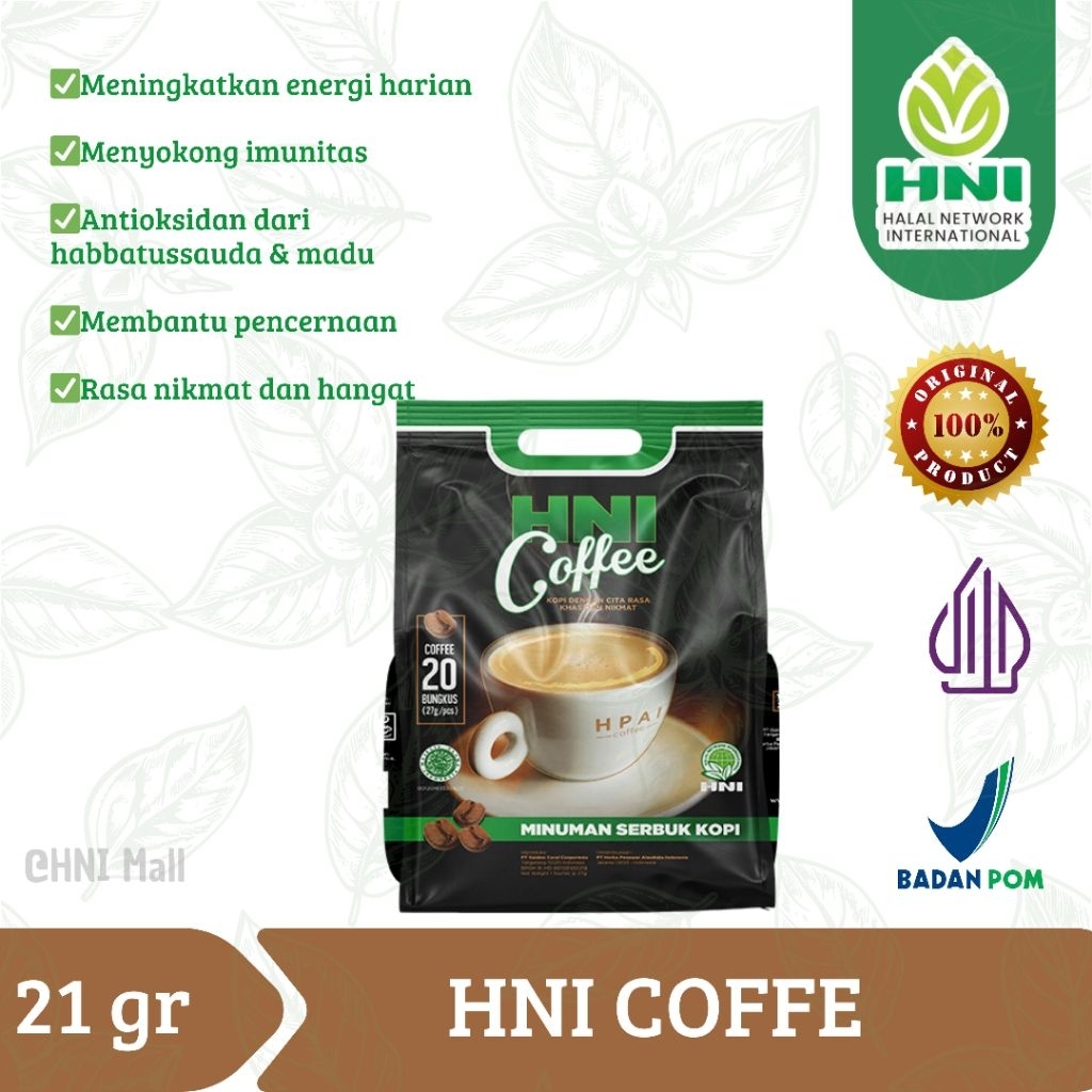 

HNI Coffee Sehat 20 Sachet – Herbal Honey Black Coffee untuk Stamina, Imunitas, Kolesterol & Maag