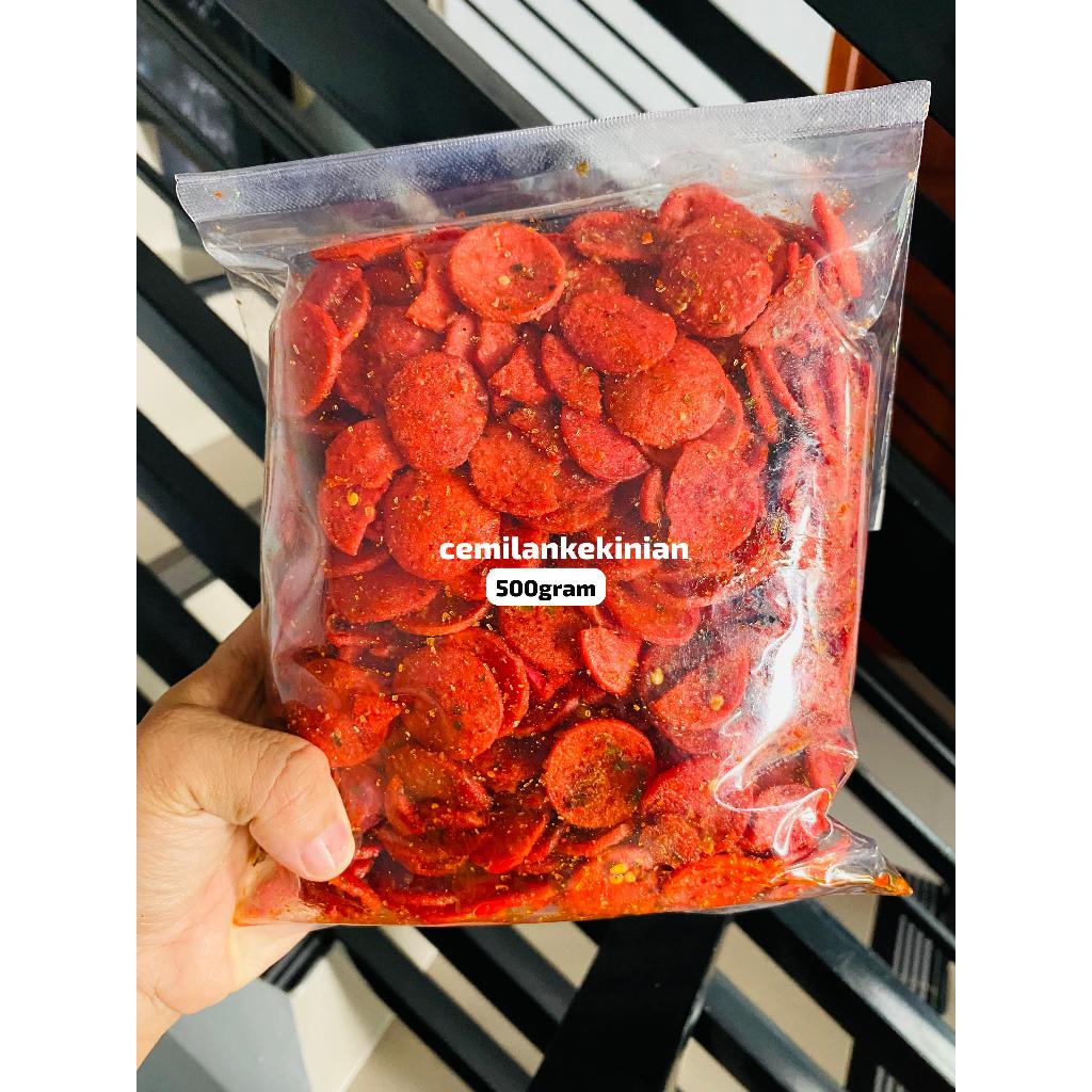 

sosreng/sosis goreng pedas daun jeruk 100gr 250gr 500gr