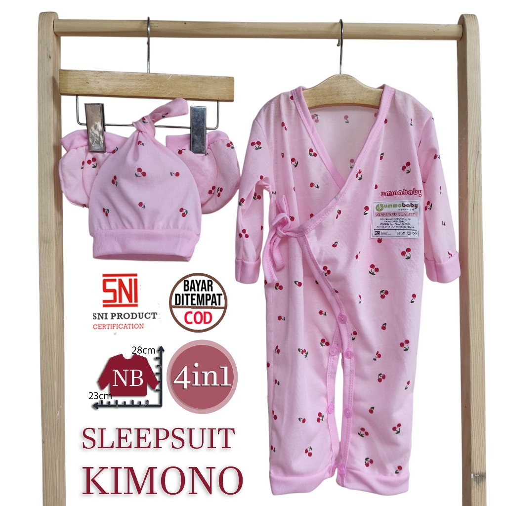 Jumper Panjang Kimono 4in1 Baju Bayi Perempuan Laki Perlengkapan Baru Lahir Stelan 0 6 Bulan Celana 