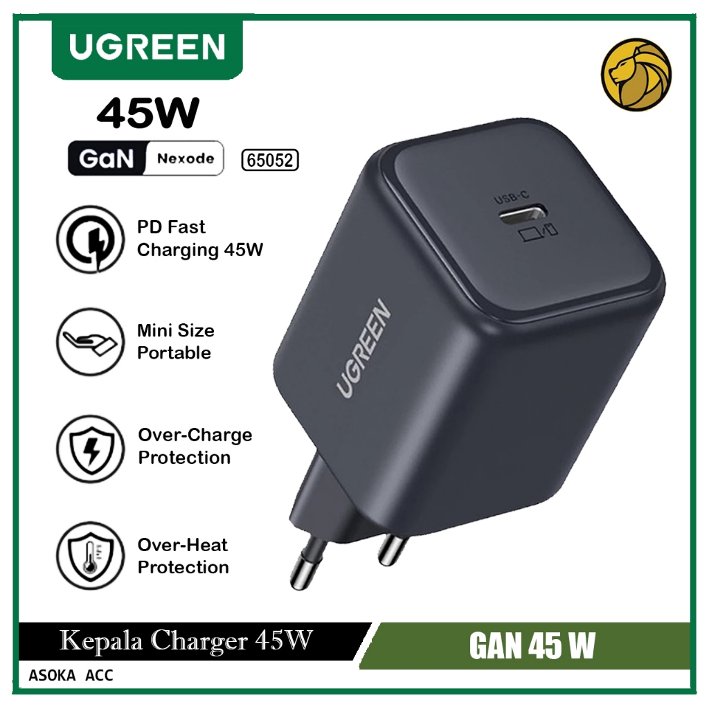 UGREEN 45W Charger USB-C Gan Adapter Fast Charging QC4.0 PD3.0 45 Watt 65052