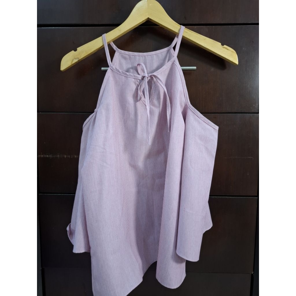 Blouse model tanktop wrn pink garis gari