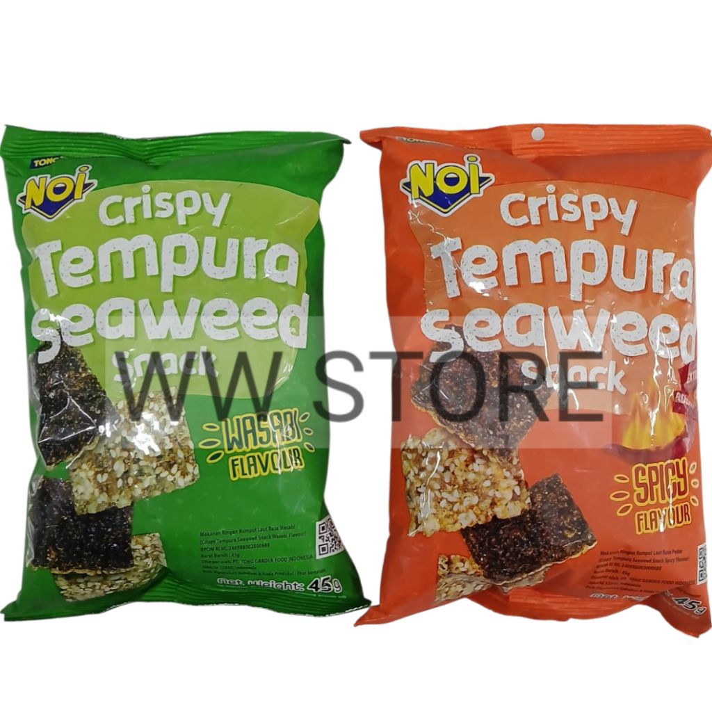 

Cemilan snek makanan ringan rumput laut garing rasa pedas TONG GARDEN NOi Crispy Tempura Seaweed Snack Spicy Wasabi Flavor Flavour 45g