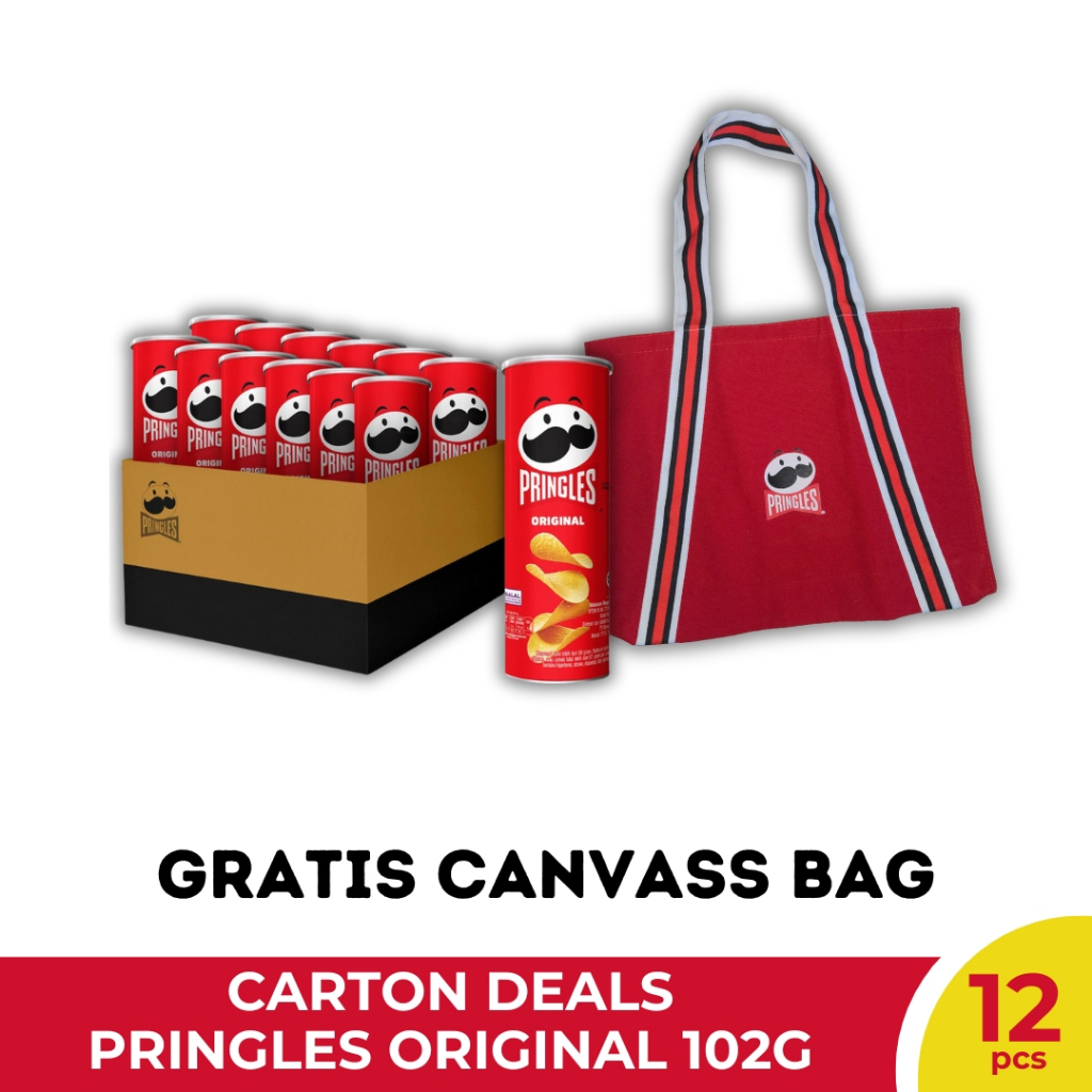 

[FREE RED CANVAS BAG] Carton Deals Pringles Keripik Kentang 102g (12pcs) - Original 102g