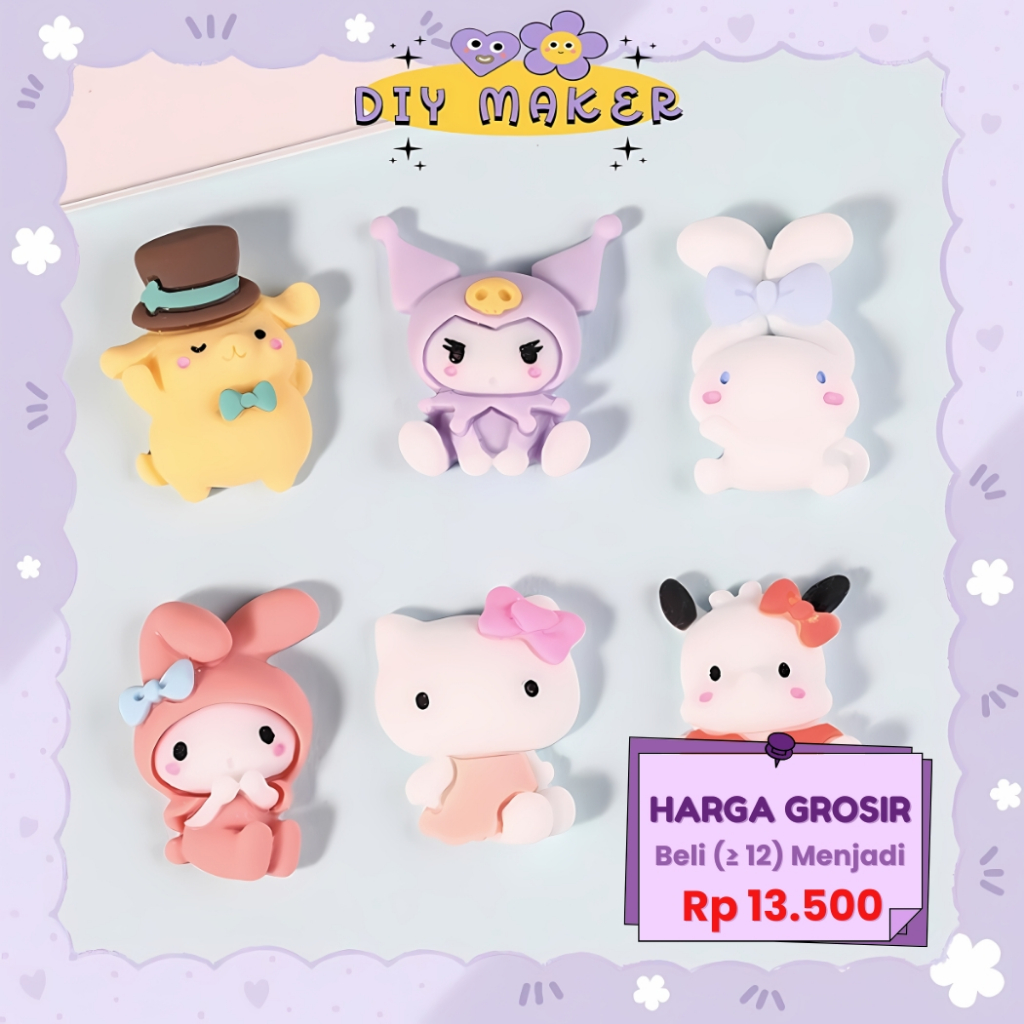 

DM 6 PCS Stiker Aesthetic Sticker Botol Minum Hello Kitty Cinamoroll Kuromi Stiker Tempel 3D Timbul