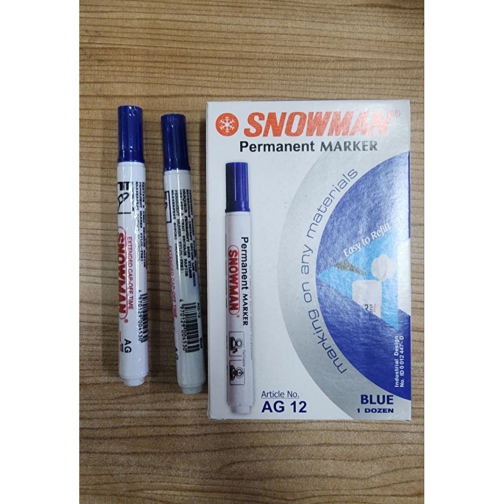 

Spidol Snowman Permanen Ag 12 hitam / biru - 1 box