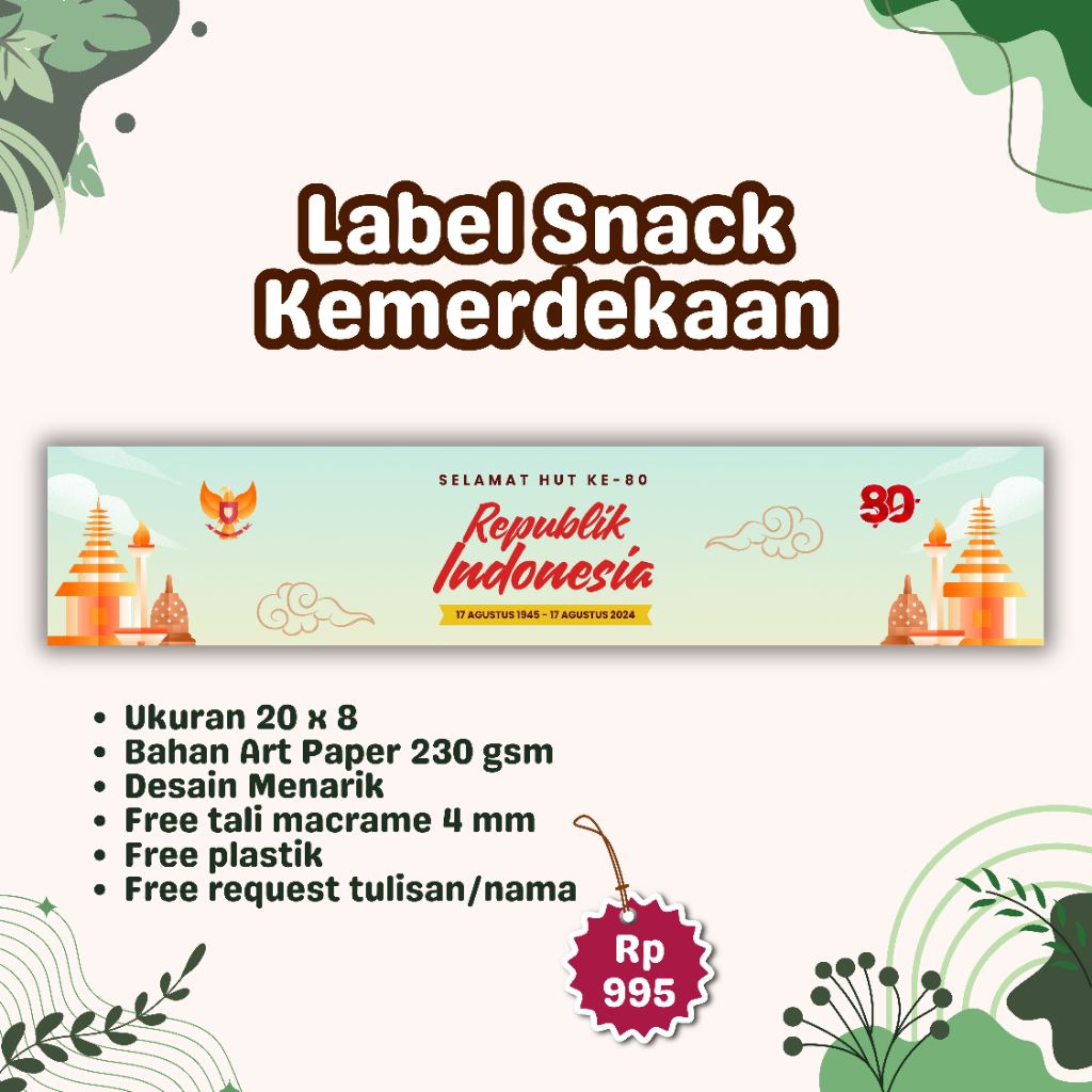 

Tas Label Jajan Snack Kemerdekaan 20x30 Free Tali dan Plastik