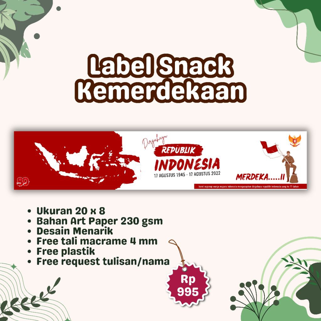 

Tas Label Jajan Snack Kemerdekaan 20x30 Free Tali dan Plastik