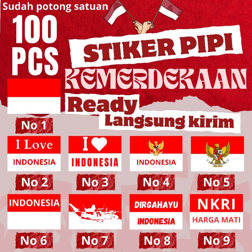 

sticker kemerdekaan isi 100 pcs sudah potong