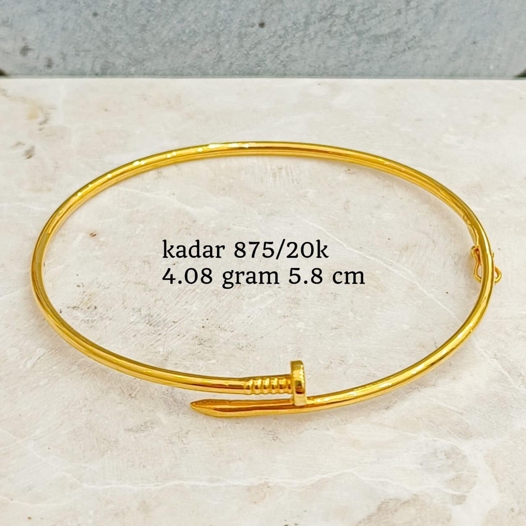 gelang bangle model paku tanpa permata emas asli kadar 875